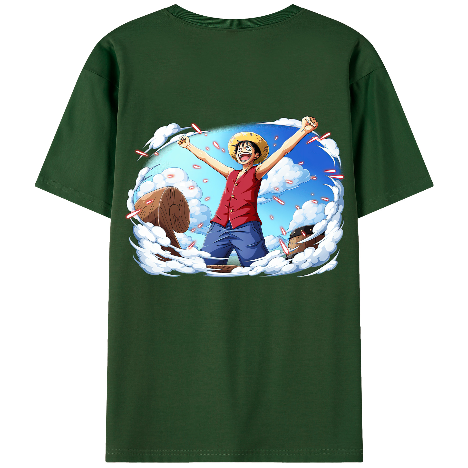 ワンピース モンキー・D・ルフィ ONE PIECE Monkey D. Luffy 綿100％半袖Tシャツ（背面プリント）